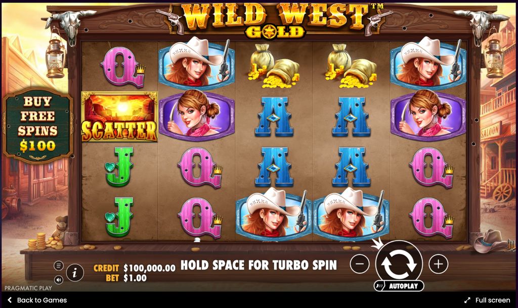 Главный экран слота Wild West Gold