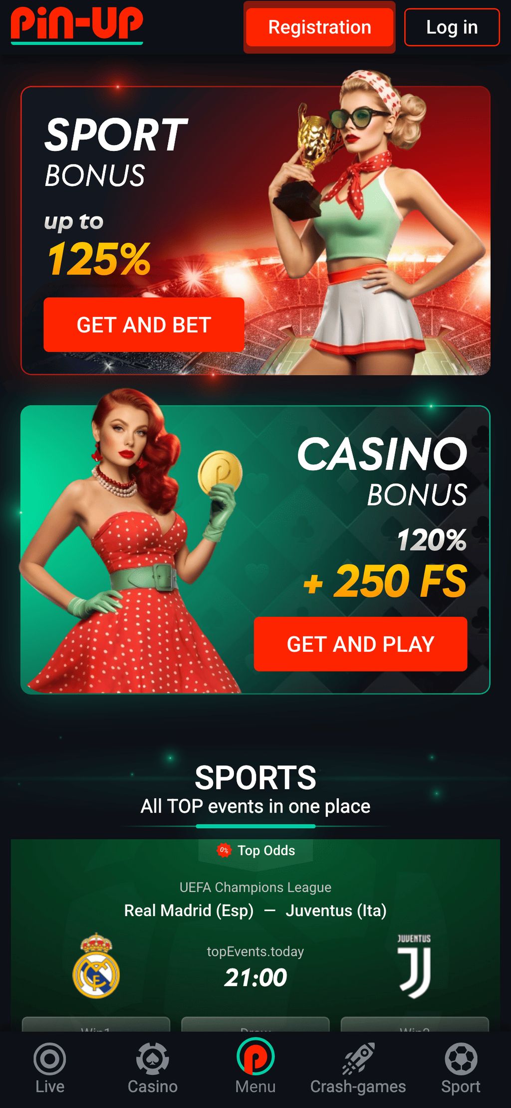 Главная страница pin up UZ
